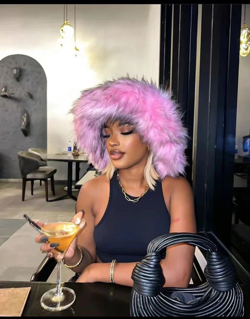 Ulvly Winter Plush Bucket Hat with Earflaps