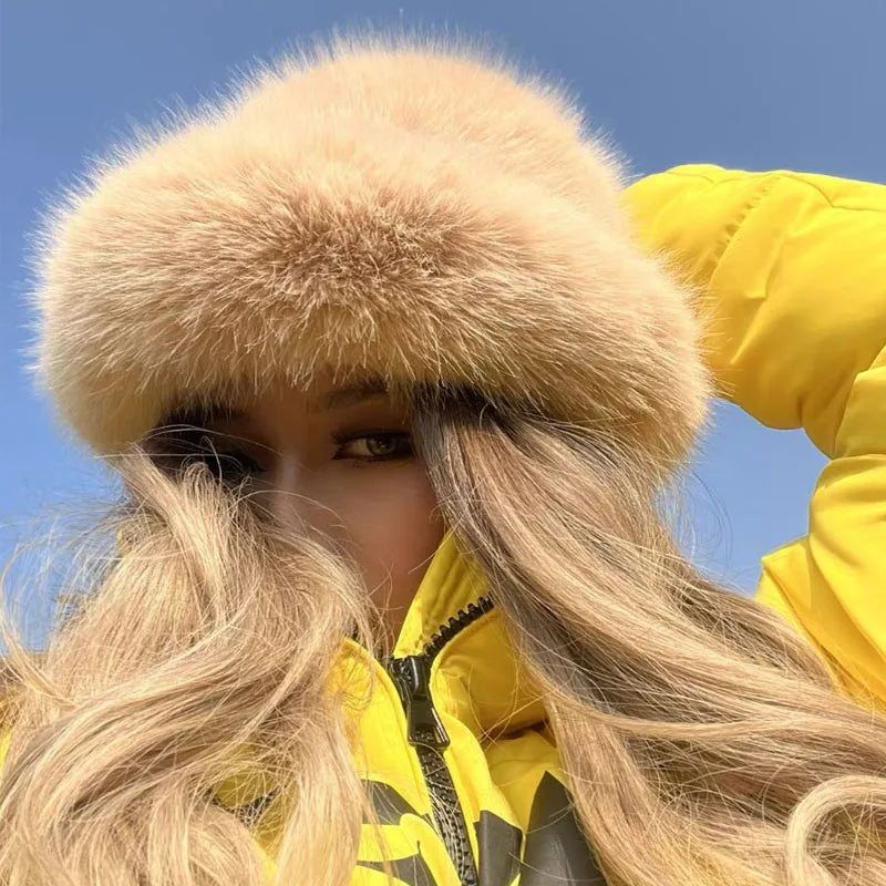 Ulvly Fluffy Faux Fur Bucket Hat