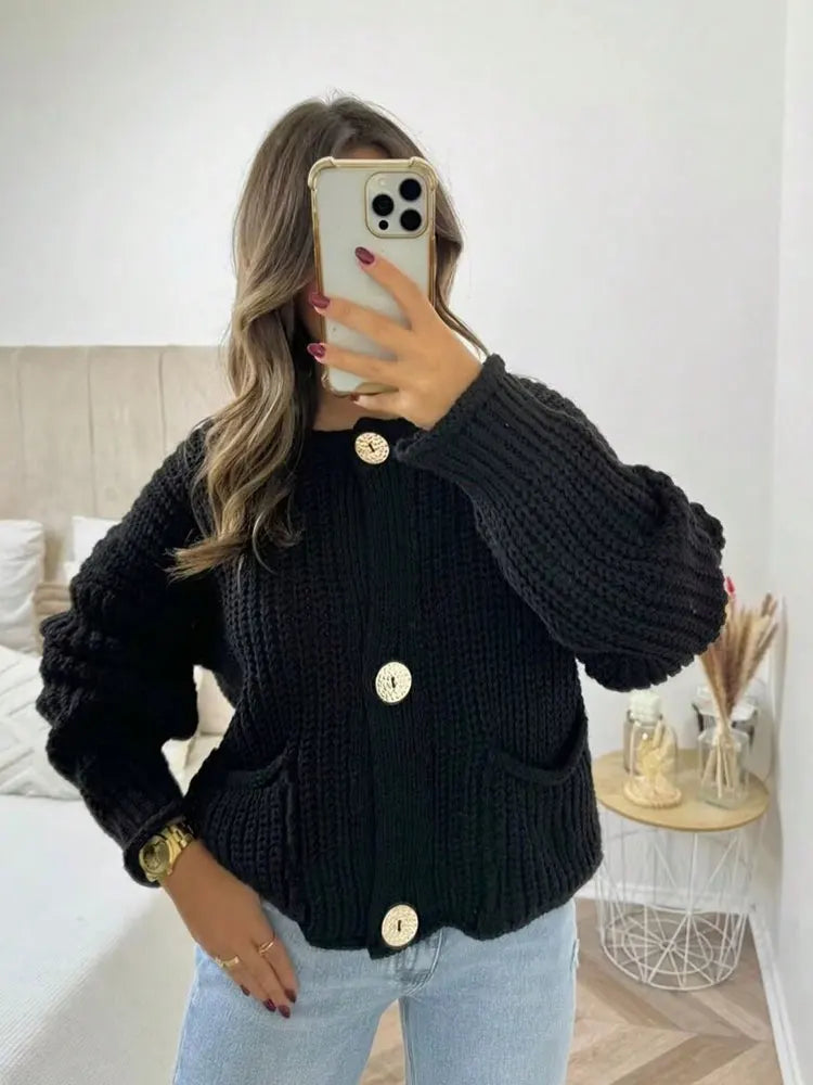 Ulvly Metal-Button Knit Cardigan