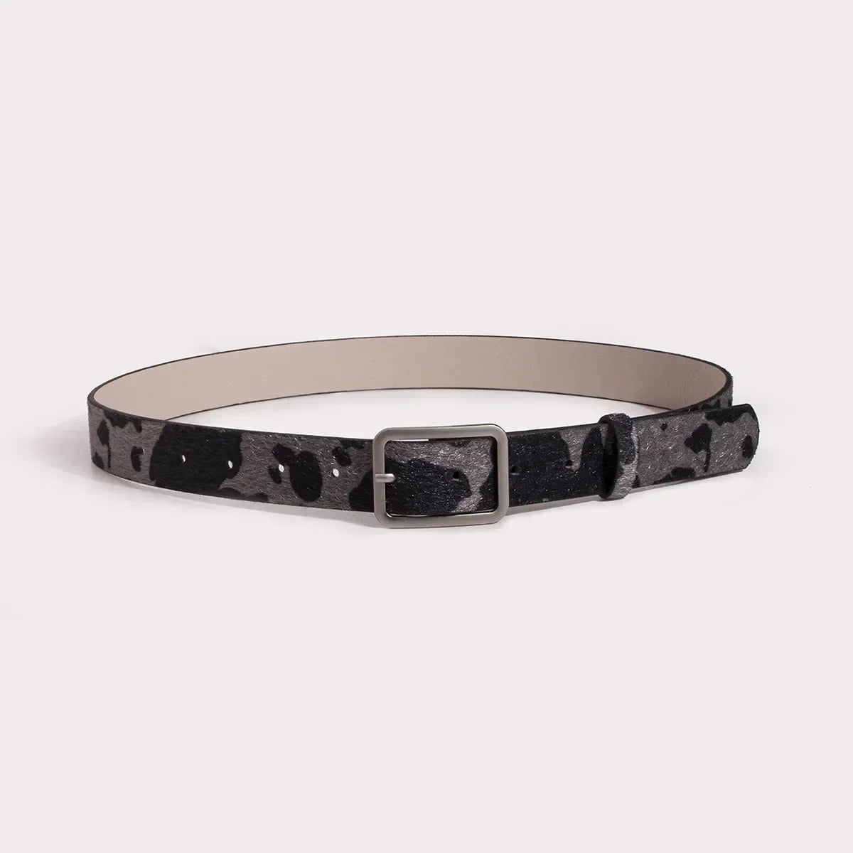 Ulvly Cow Print Faux Fur Belt