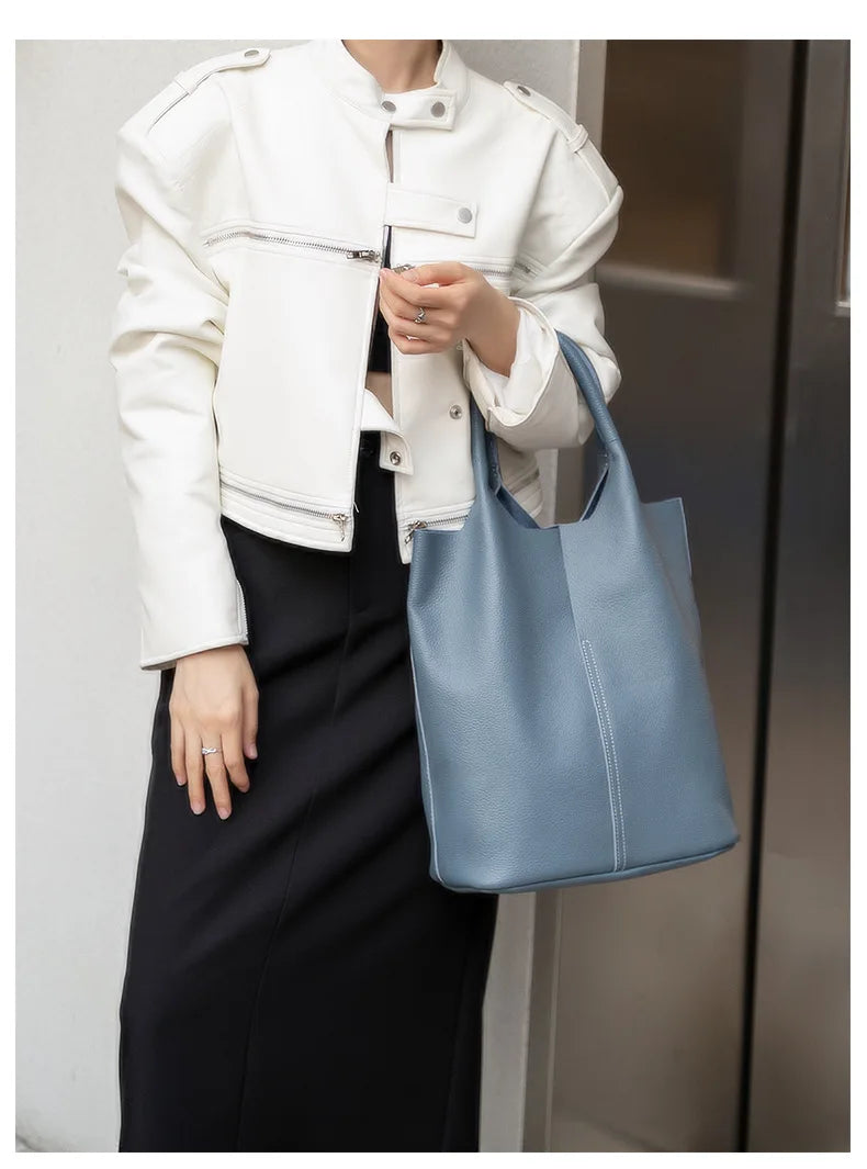 Ulvly Genuine Cowhide Commuter Tote