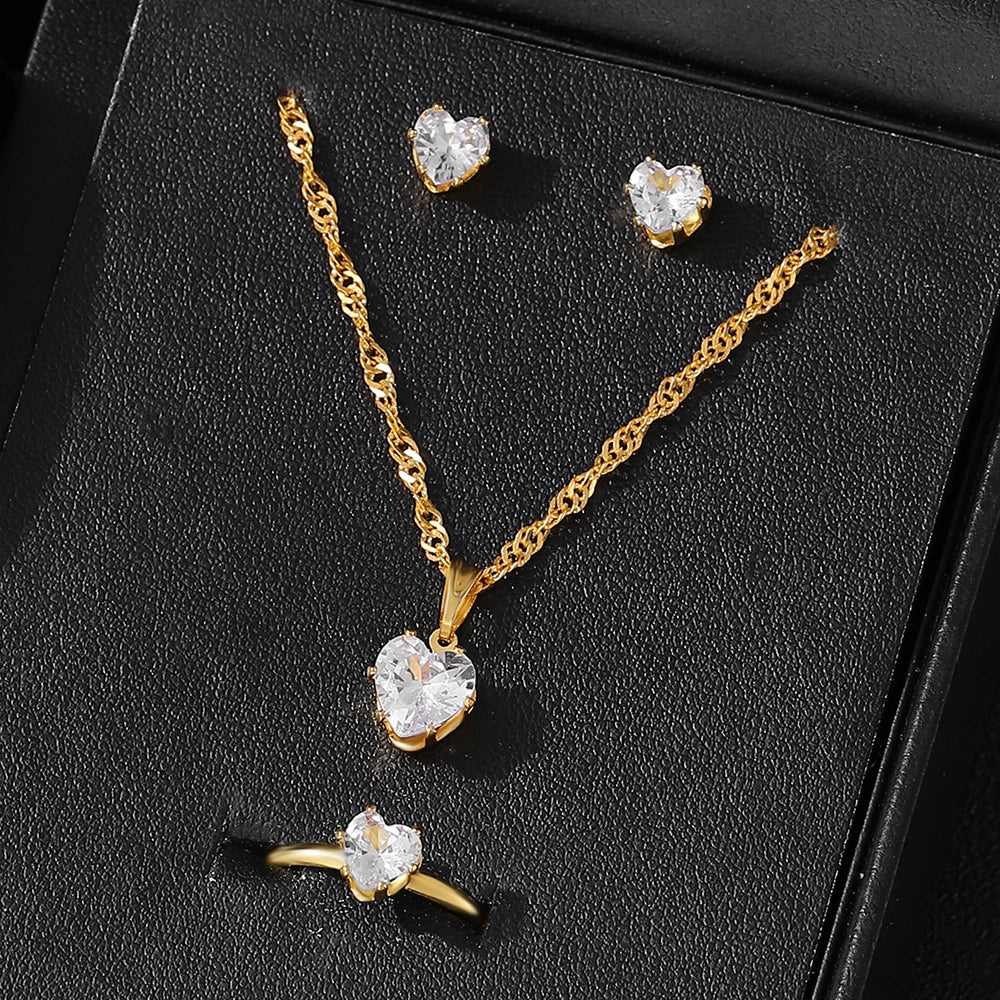 Ulvly Jewelry Set with Necklace, Earrings, and Ring – Zinc Alloy