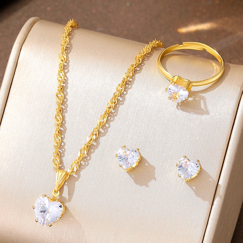 Ulvly Jewelry Set with Necklace, Earrings, and Ring – Zinc Alloy