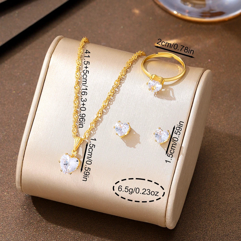 Ulvly Jewelry Set with Necklace, Earrings, and Ring – Zinc Alloy