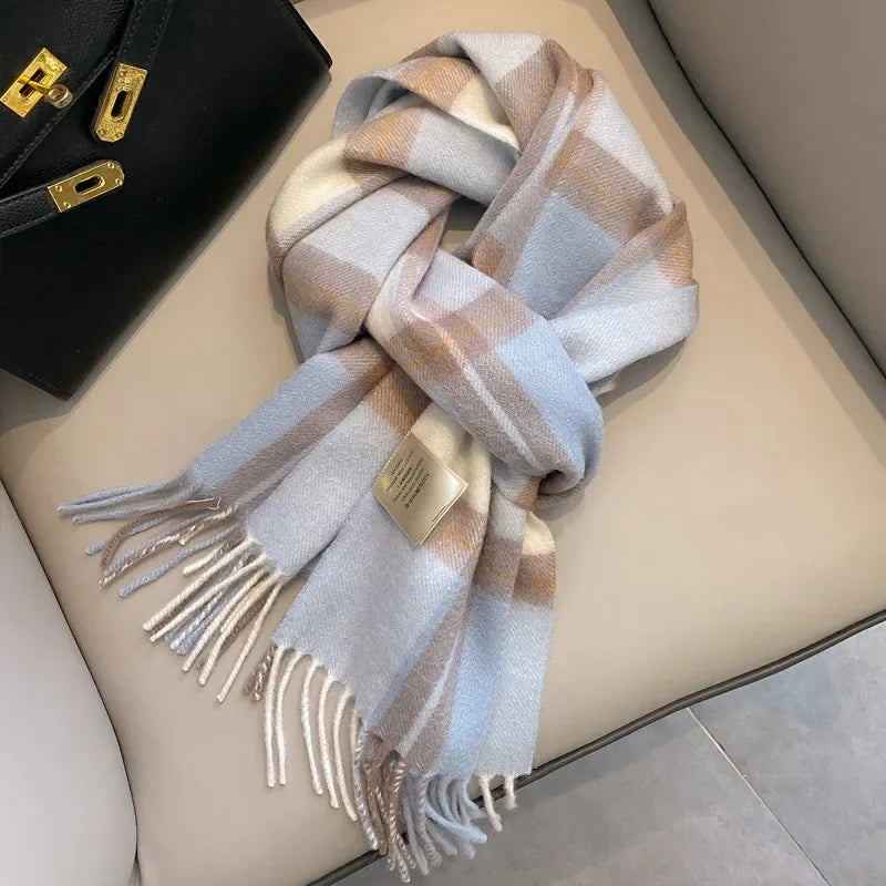 Ulvly Plaid Wool Tassel Scarf