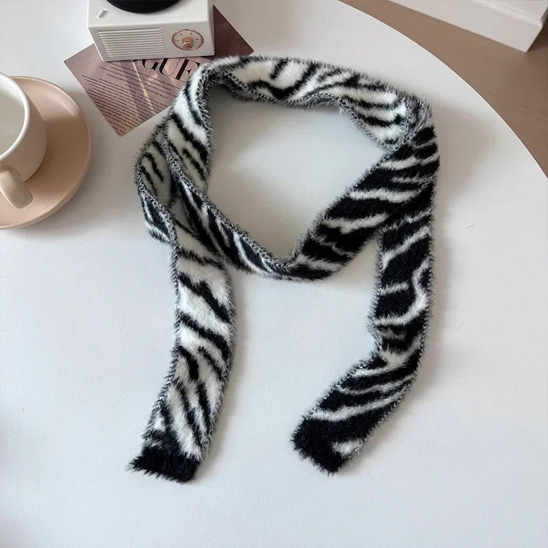Ulvly Striped Plush Knit Scarf