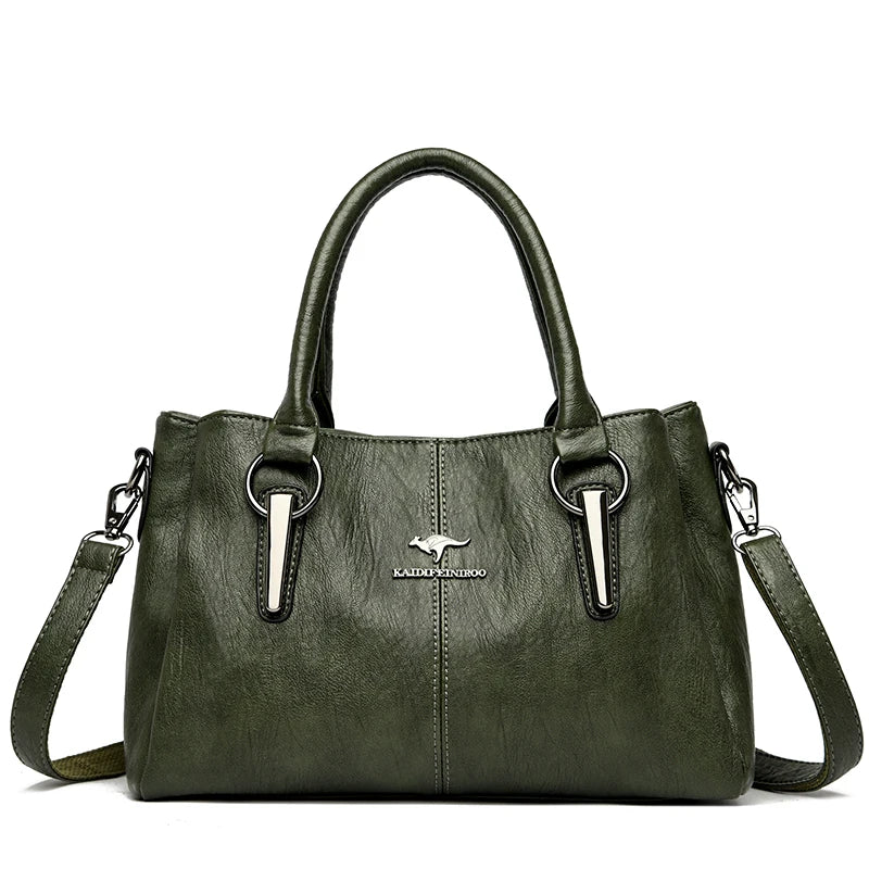 Ulvly 3-Layer Soft PU Leather Crossbody Bag