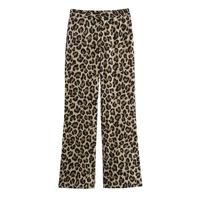 Ulvly Y2K Leopard Wide-Leg Pants
