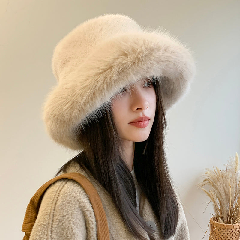 Ulvly Fluffy Faux Fur Bucket Hat