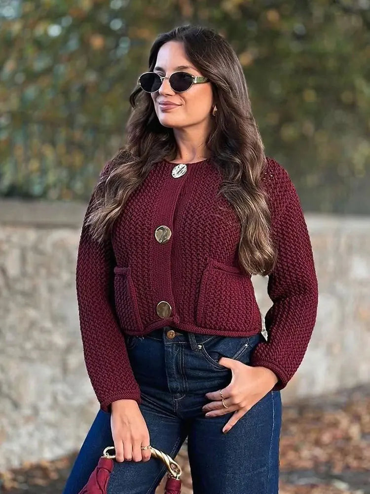 Ulvly Metal-Button Knit Cardigan