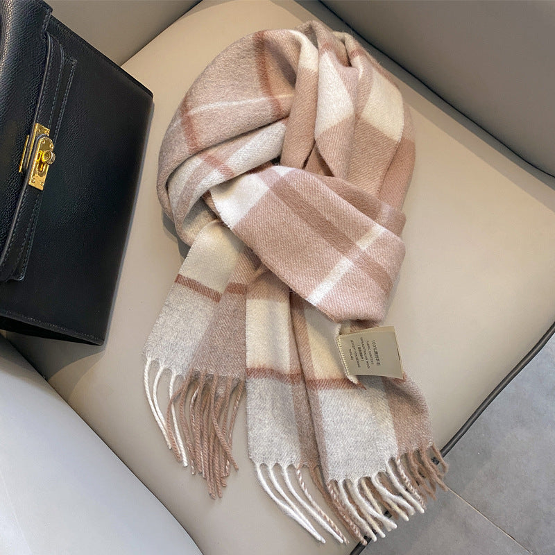 Ulvly Plaid Wool Tassel Scarf