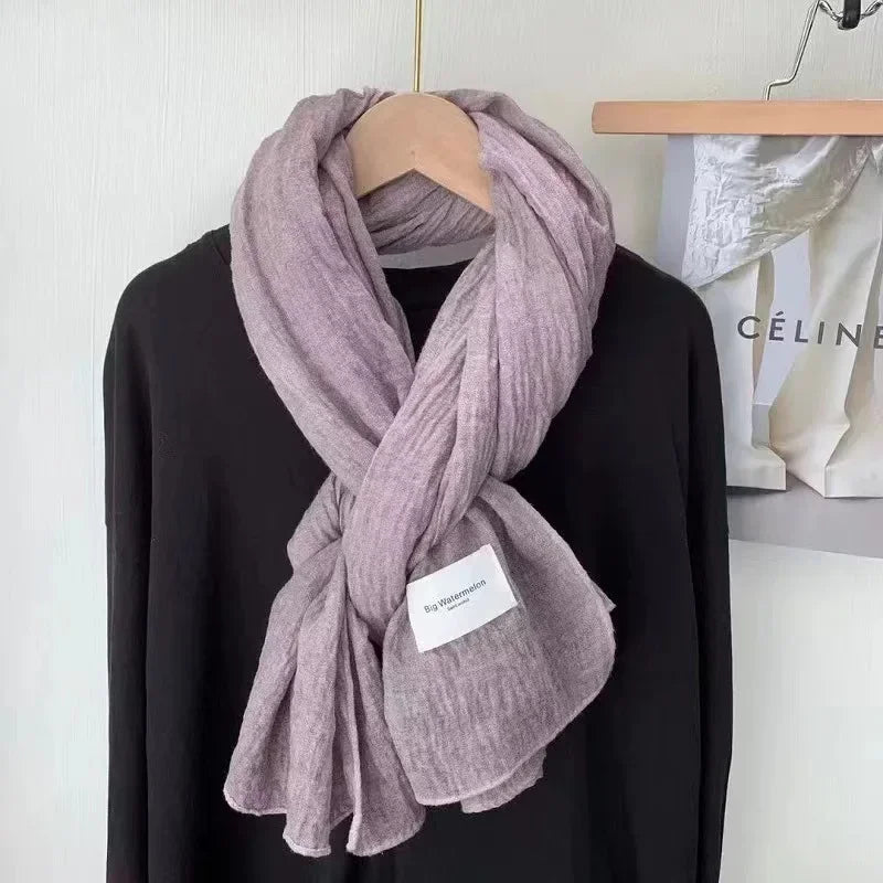 Ulvly Retro Cotton-Linen Touch Scarf