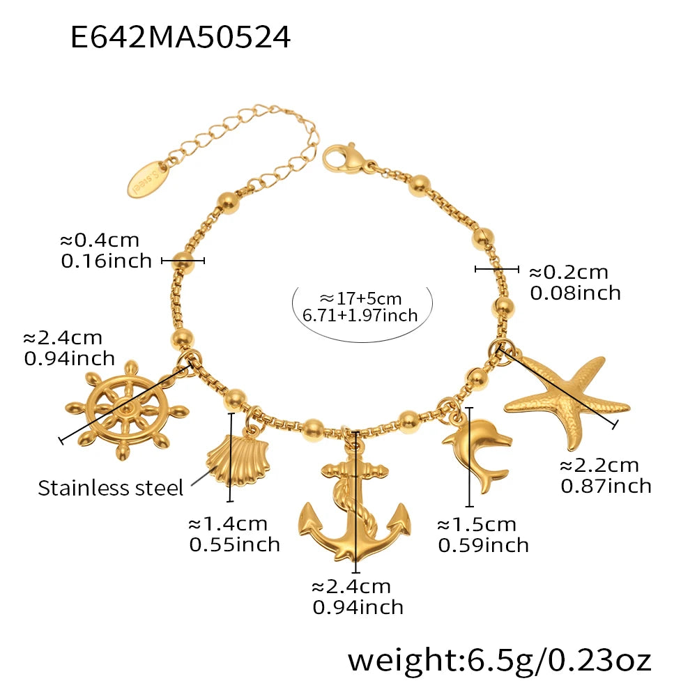 Ulvly Gold Plated Stainless Steel Charm Bracelet – Trendy Link Chain