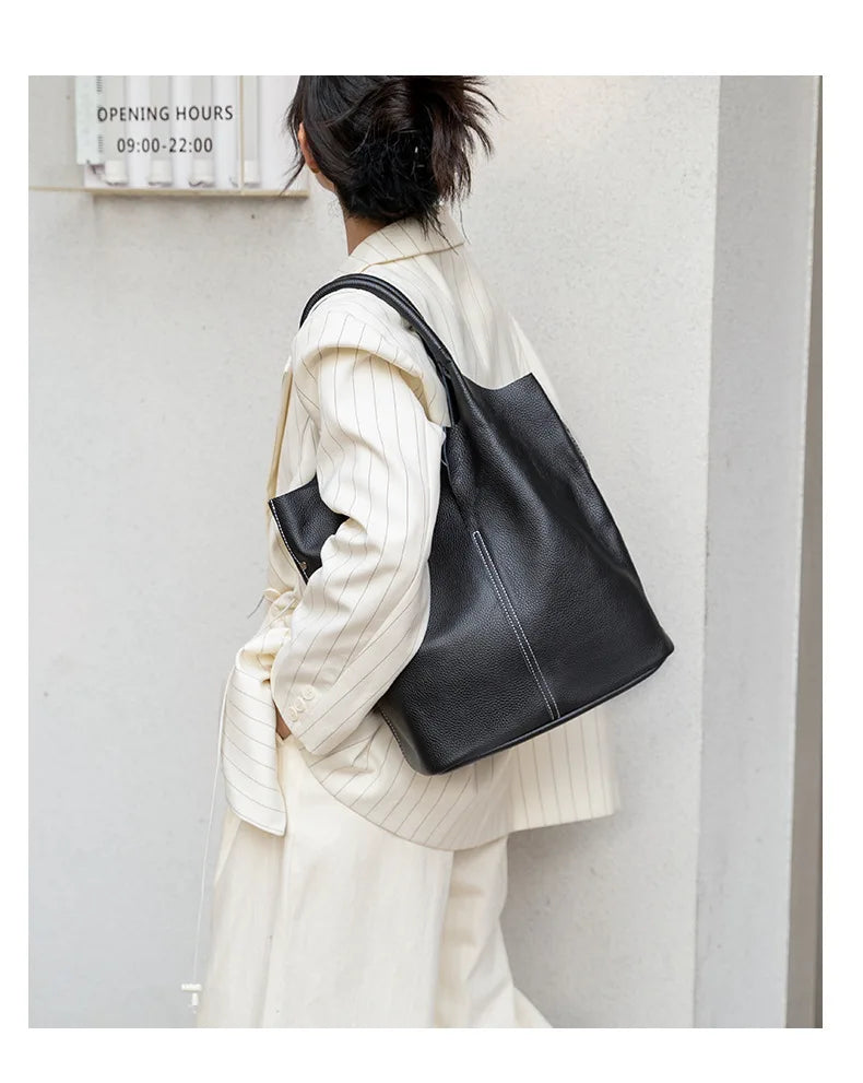 Ulvly Genuine Cowhide Commuter Tote