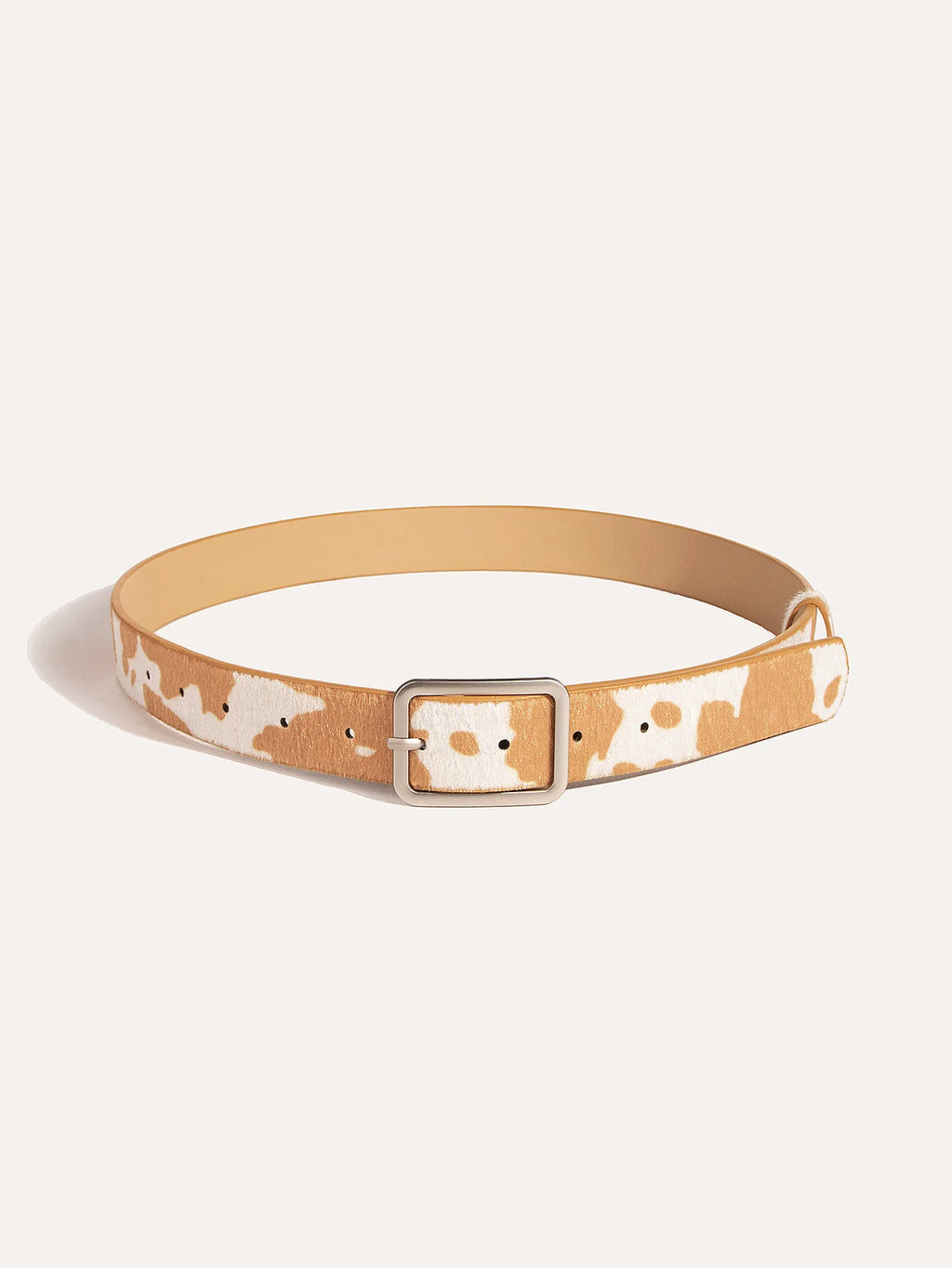 Ulvly Cow Print Faux Fur Belt