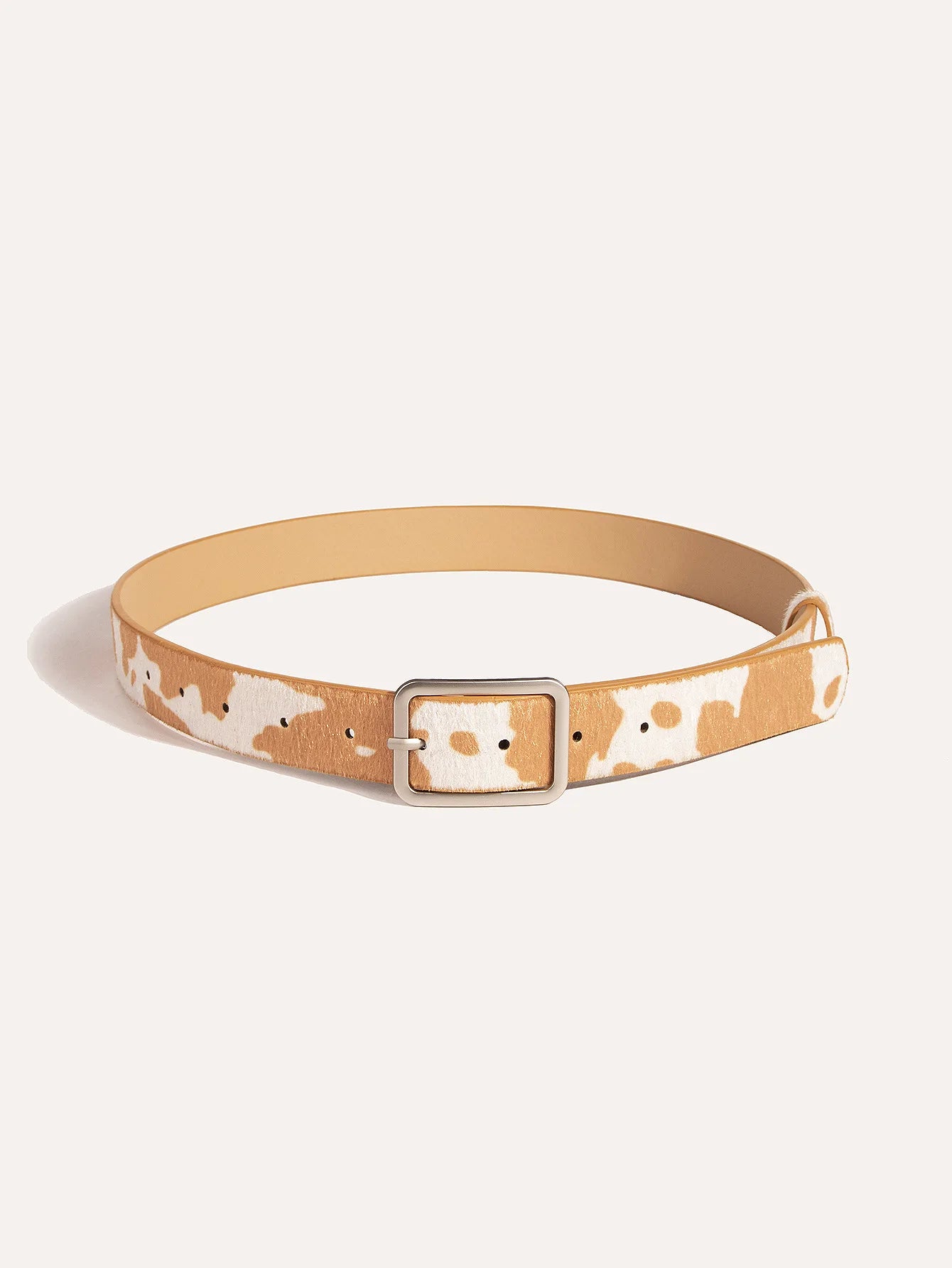 Ulvly Cow Print Faux Fur Belt