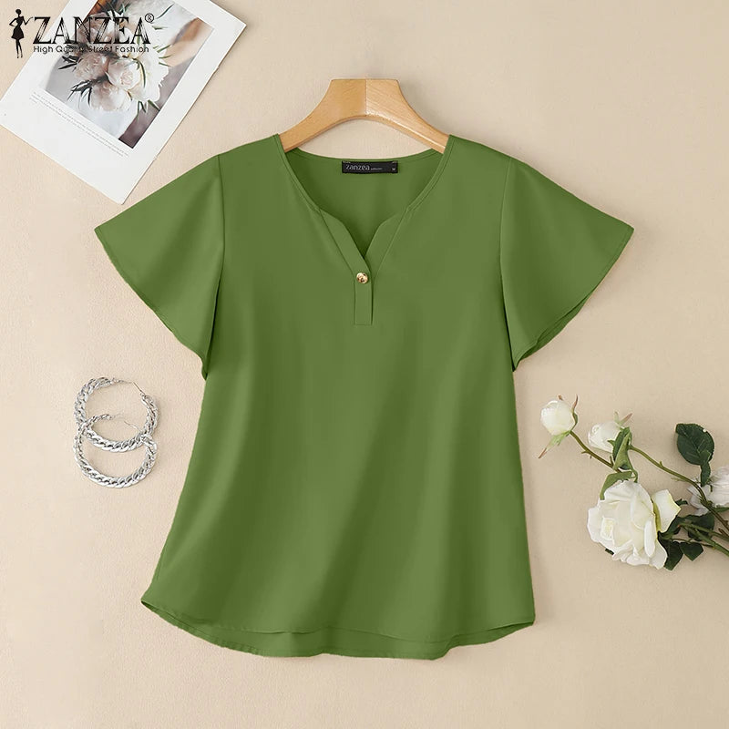 Ulvly V Neck Summer Blouse