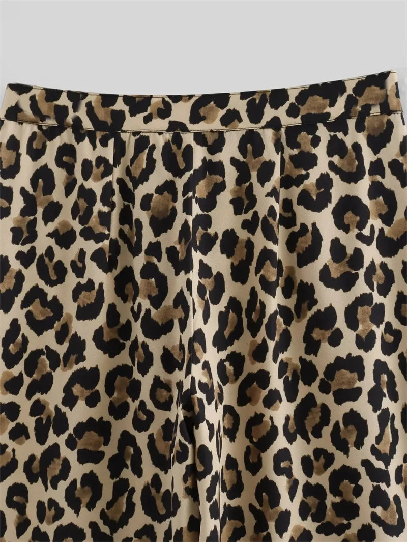 Ulvly Y2K Leopard Wide-Leg Pants