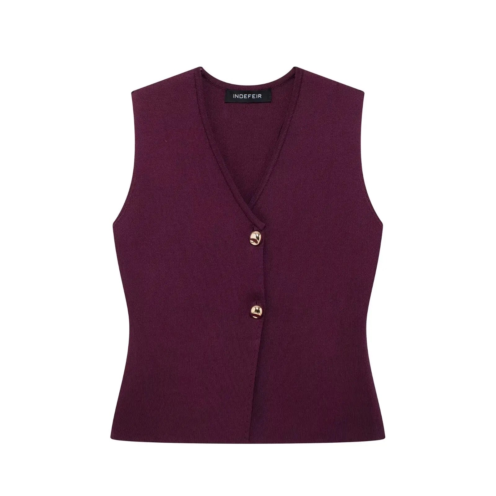 Ulvly Wine Red Knit Vest & Skirt Set