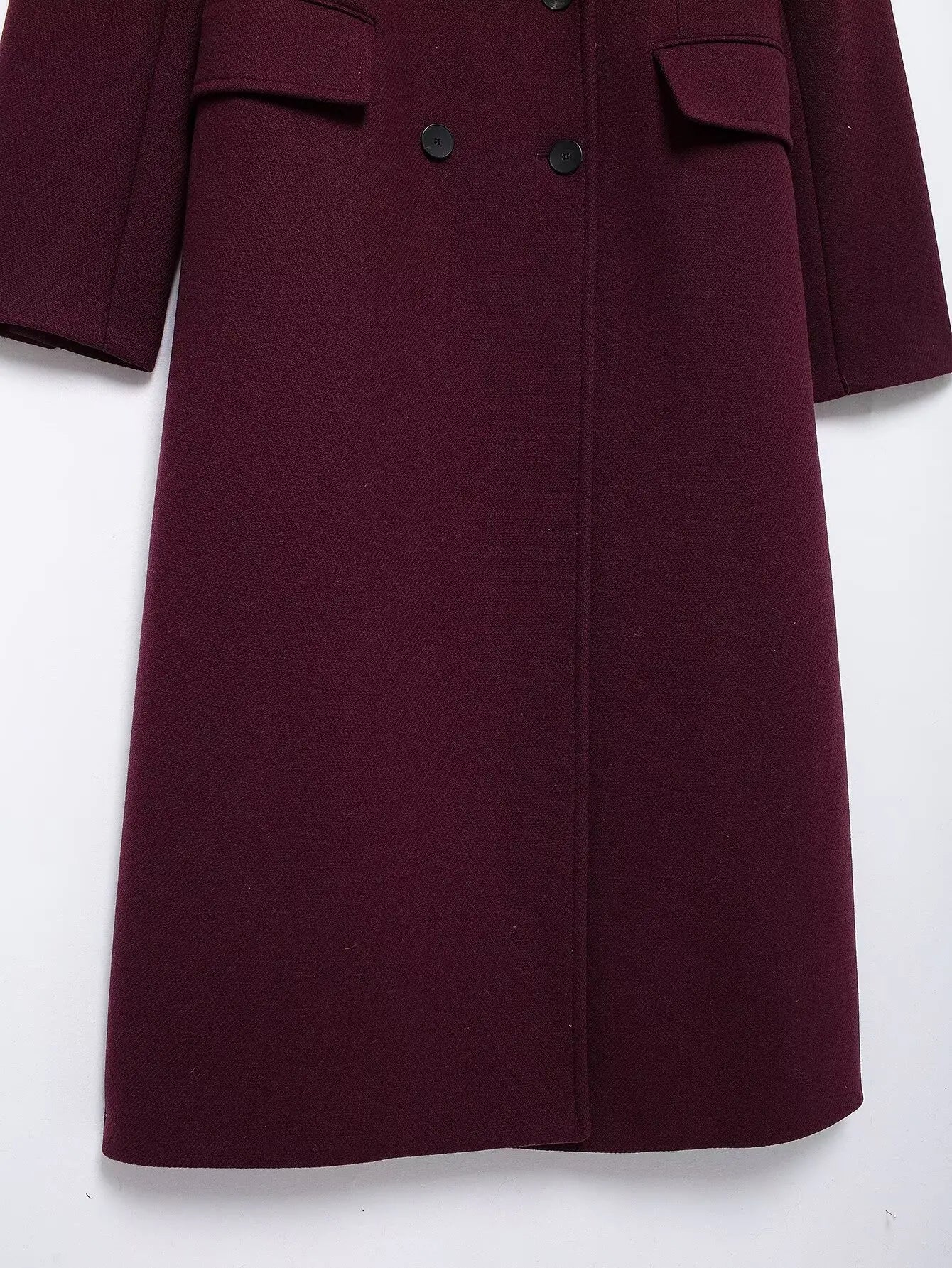 Ulvly Burgundy Wool-Blend Coat