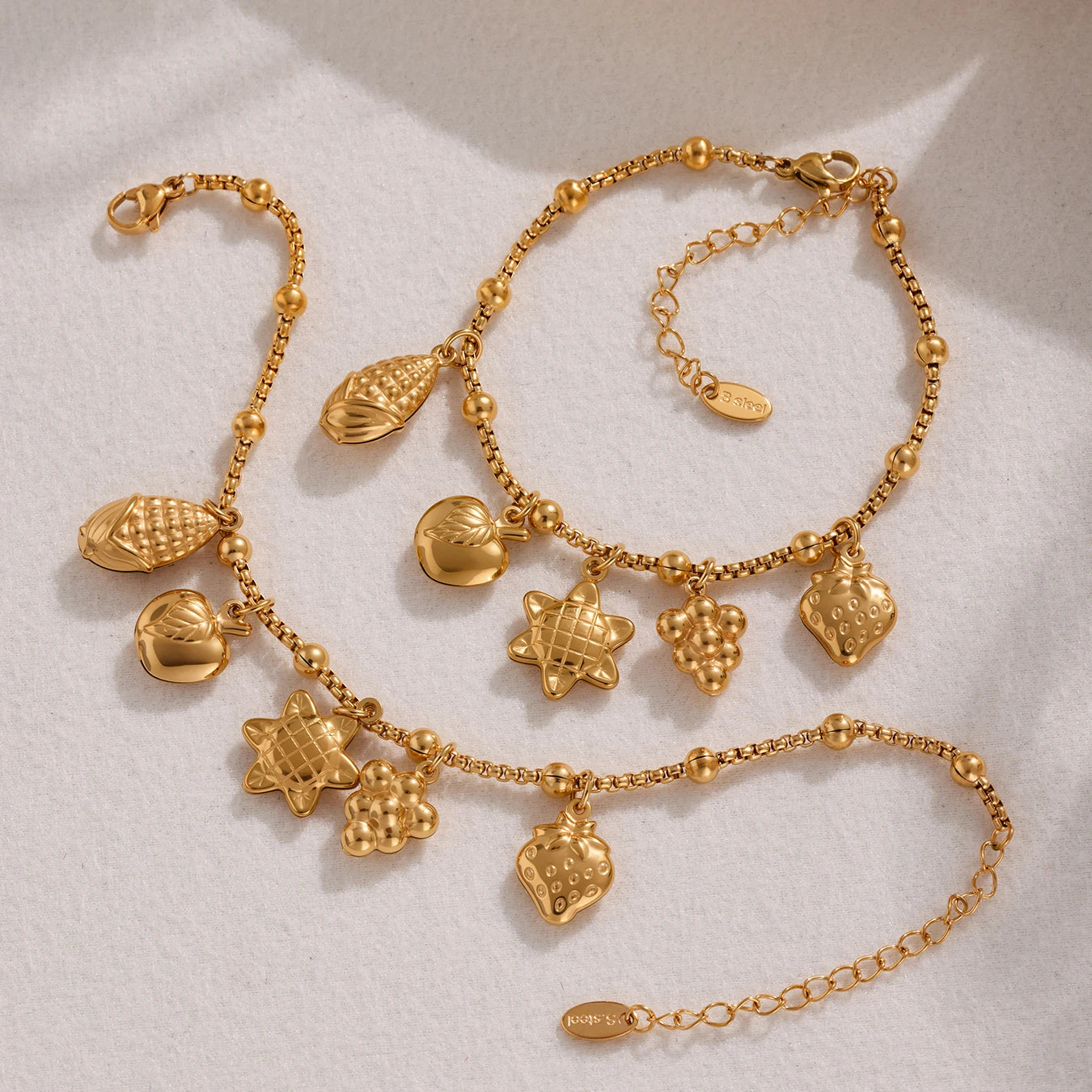 Ulvly Gold Plated Stainless Steel Charm Bracelet – Trendy Link Chain