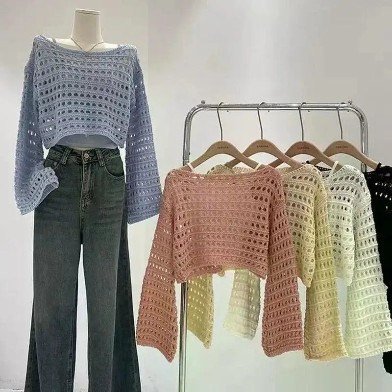Ulvly Y2K Crochet Crop