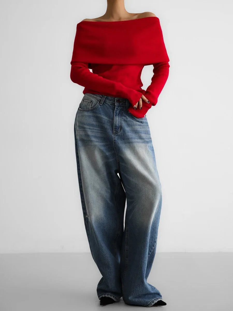 Ulvly One-Shoulder Knit Pullover