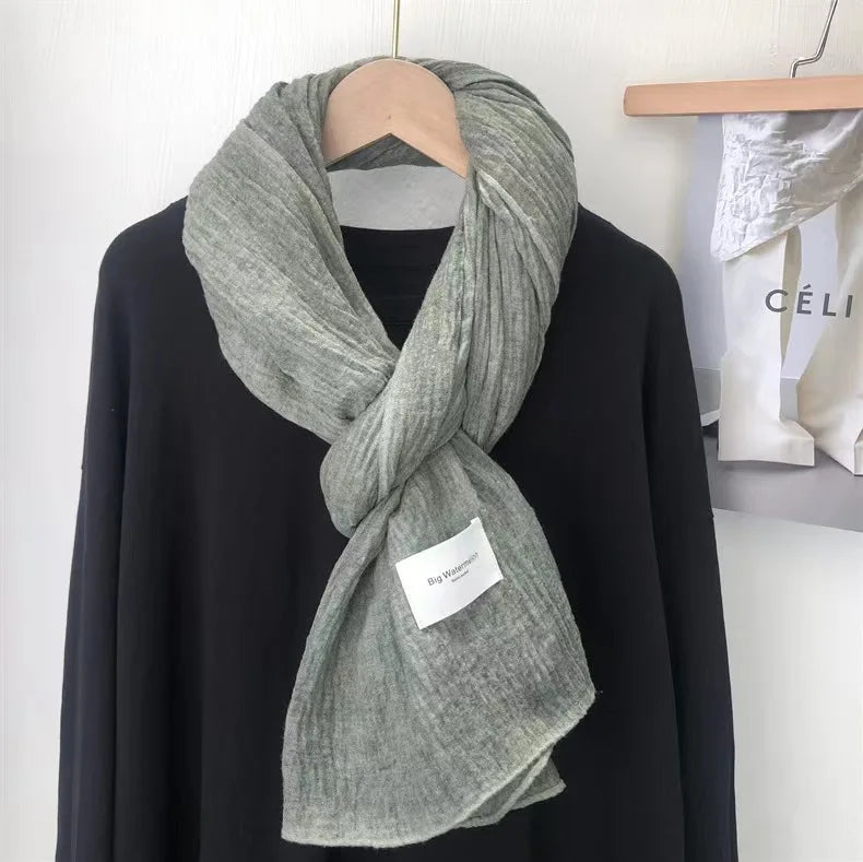 Ulvly Retro Cotton-Linen Touch Scarf