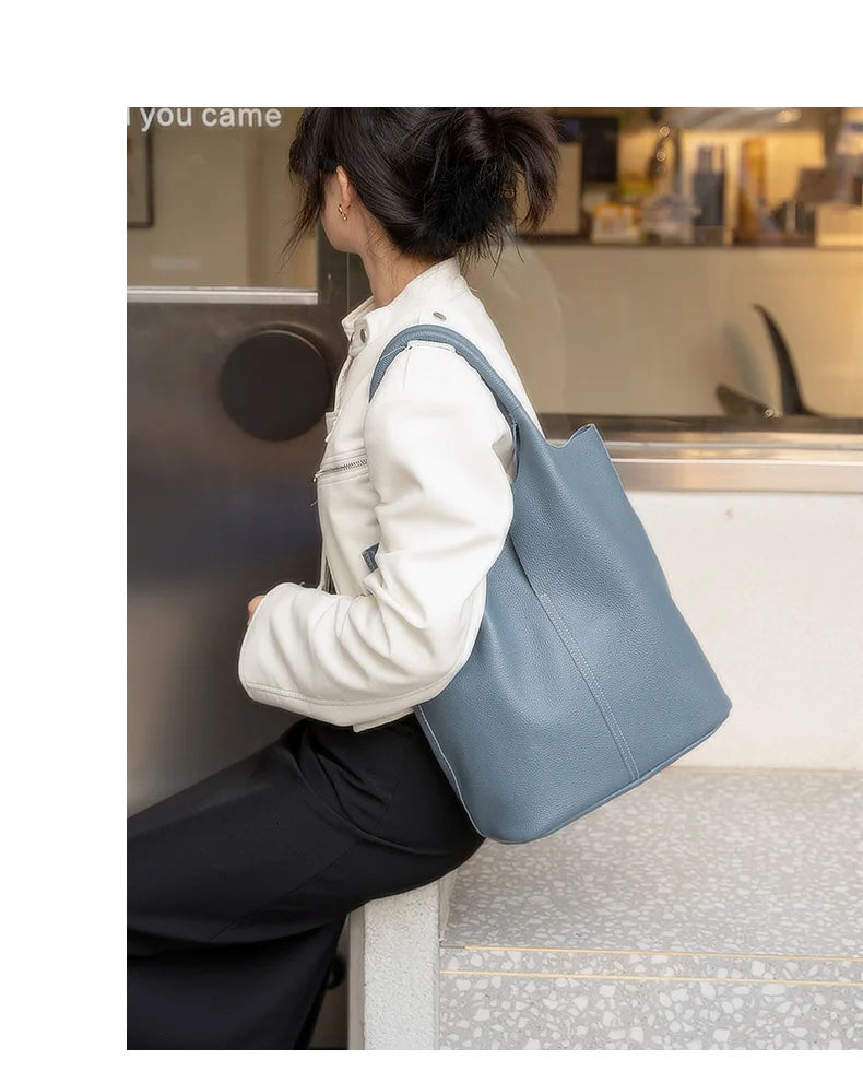 Ulvly Genuine Cowhide Commuter Tote