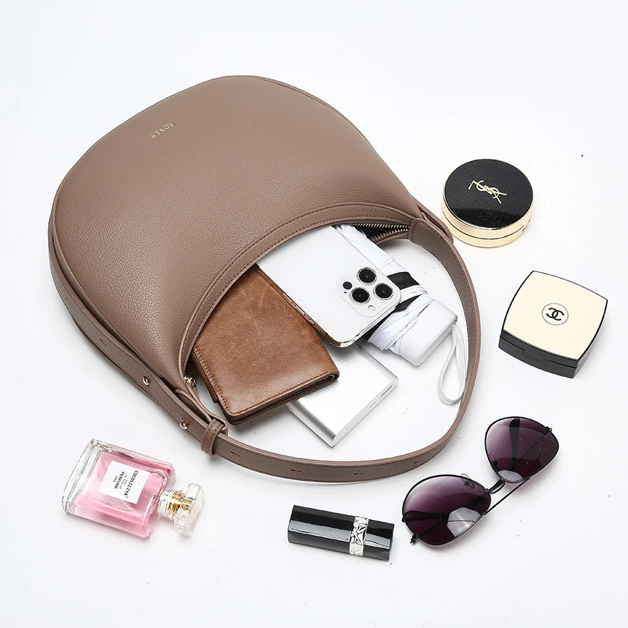 Ulvly Half-Moon PU Shoulder Bag
