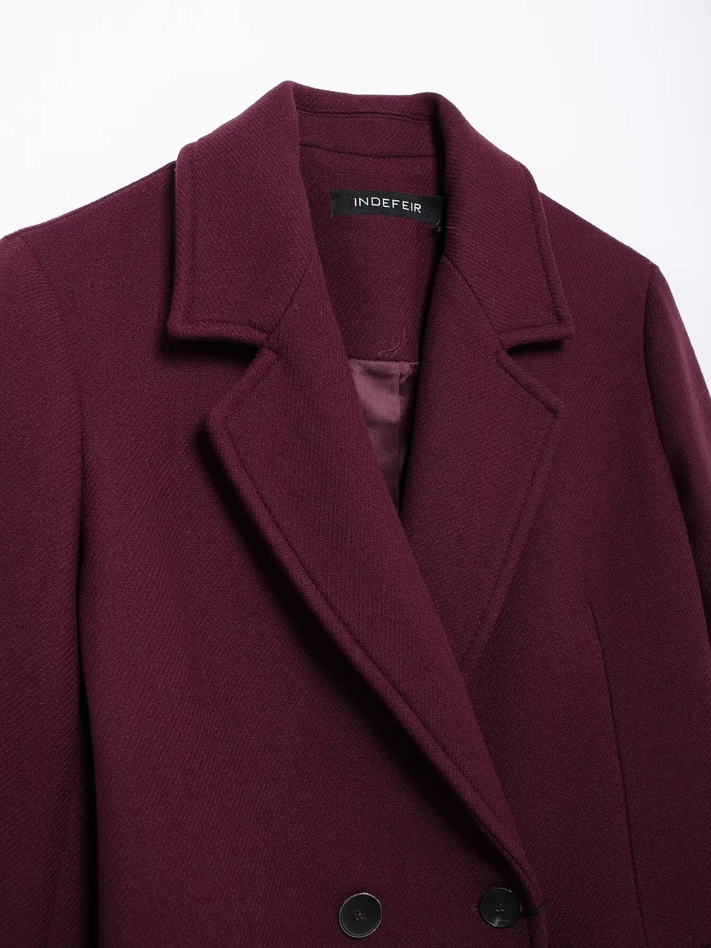 Ulvly Burgundy Wool-Blend Coat