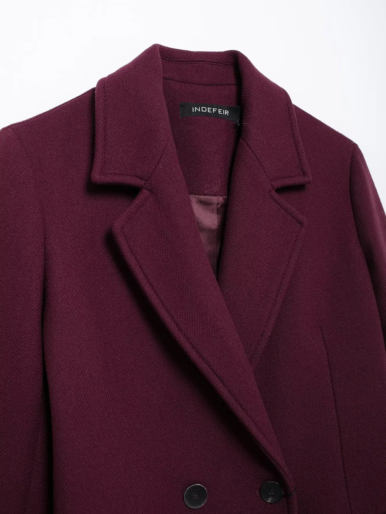 Ulvly Burgundy Wool-Blend Coat