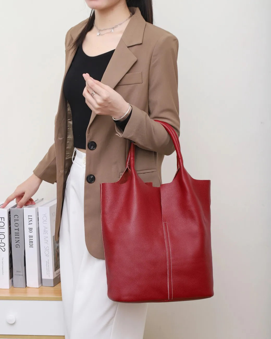 Ulvly Genuine Cowhide Commuter Tote