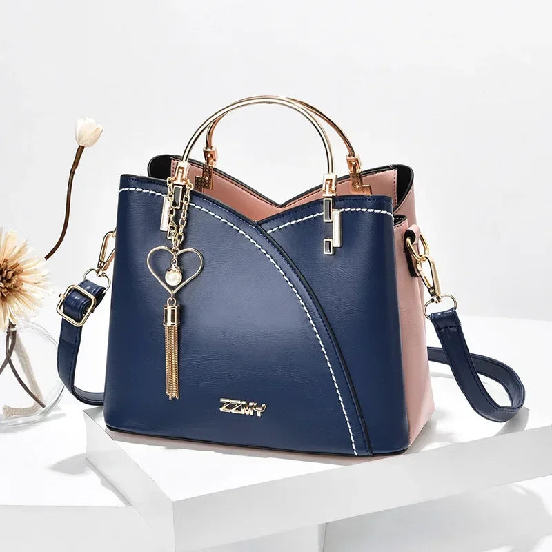 Ulvly Patchwork PU Leather Shoulder Bag