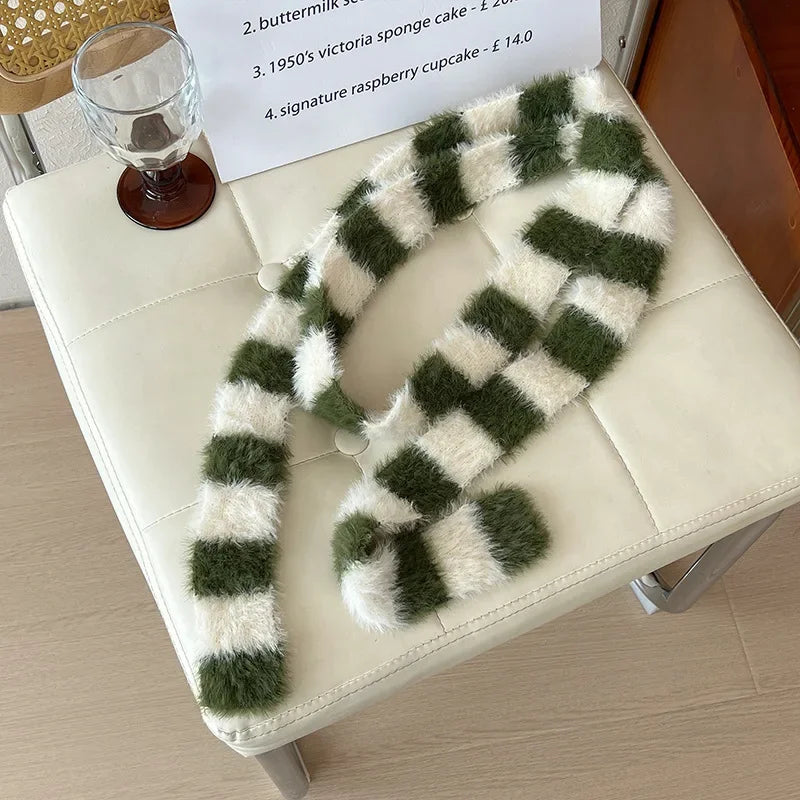 Ulvly Striped Plush Knit Scarf