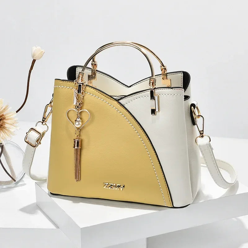 Ulvly Patchwork PU Leather Shoulder Bag