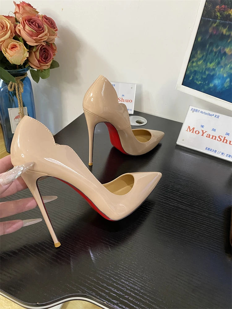 Ulvly Nude Patent Pointed-Toe Stiletto Heels